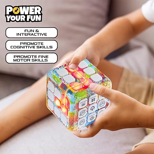 Miniatura 4 de Power Your Fun Cubik - Cubo de Memoria LED Intermitente - Juego Electrónico Portátil, 5 Juegos de Memoria Cerebral para Niños, Juguetes Sensoriales