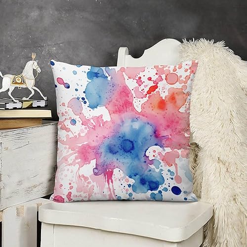 Fundas de almohada decorativas cuadradas de terciopelo estilo acuarela de 26 x 26 pulgadas, cojines abstractos de acuarela decorativos para sala de