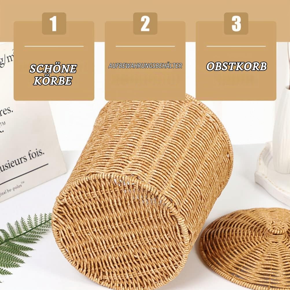 Zerodeko Rattan Korb Mit Deckel – Vielseitiger Wäschekorb Und Aufbewahrungskorb Für Schlafzimmer Wohnzimmer Und Bad – Geflochtener Mülleimer Für Schmutzwäsche Und Kleinigkeiten 11.42X9.25X7.87In