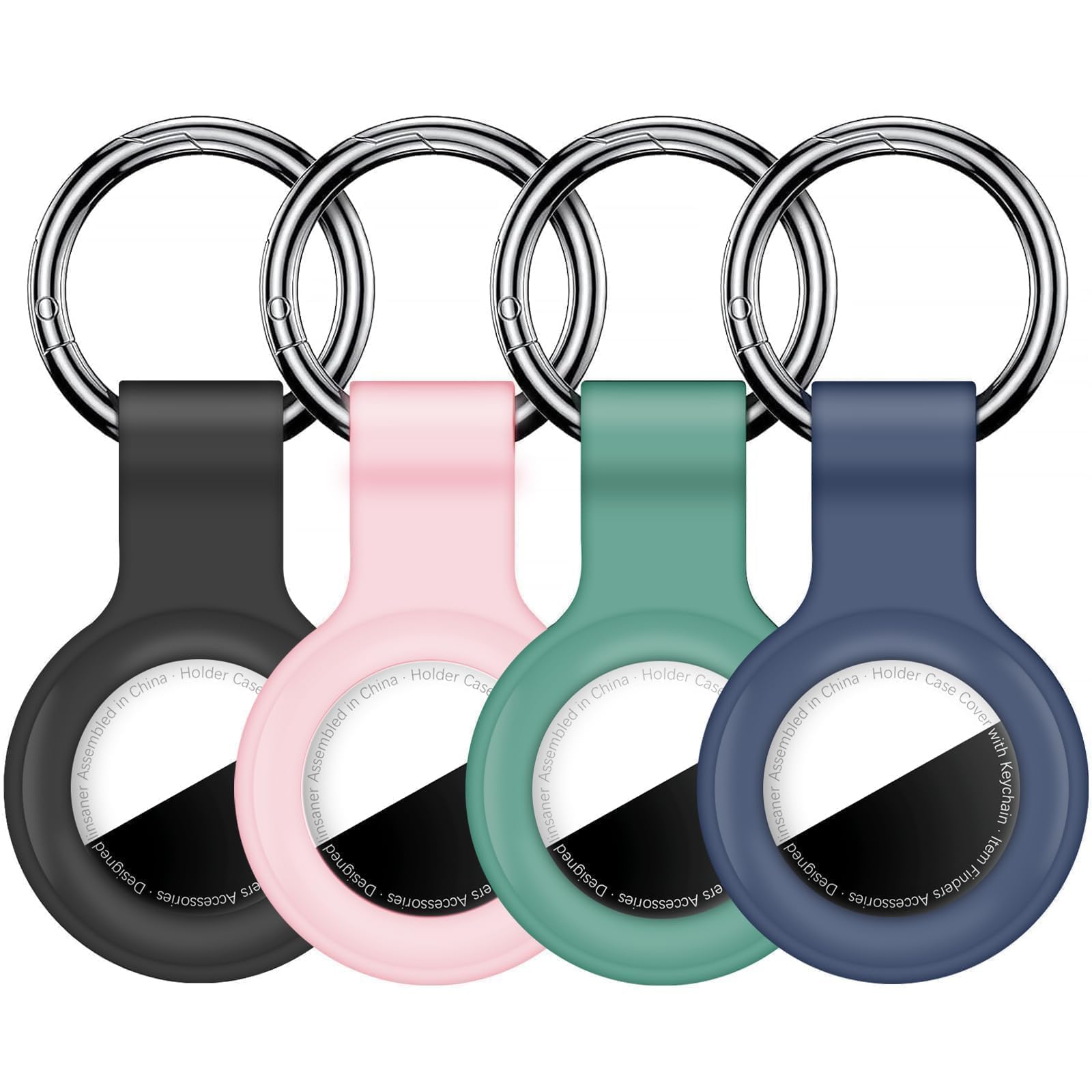 2 4 Pack Car Key Chain Case for AirTag Automotive Key Fob Silicone Holder Keychain Protective Cover for