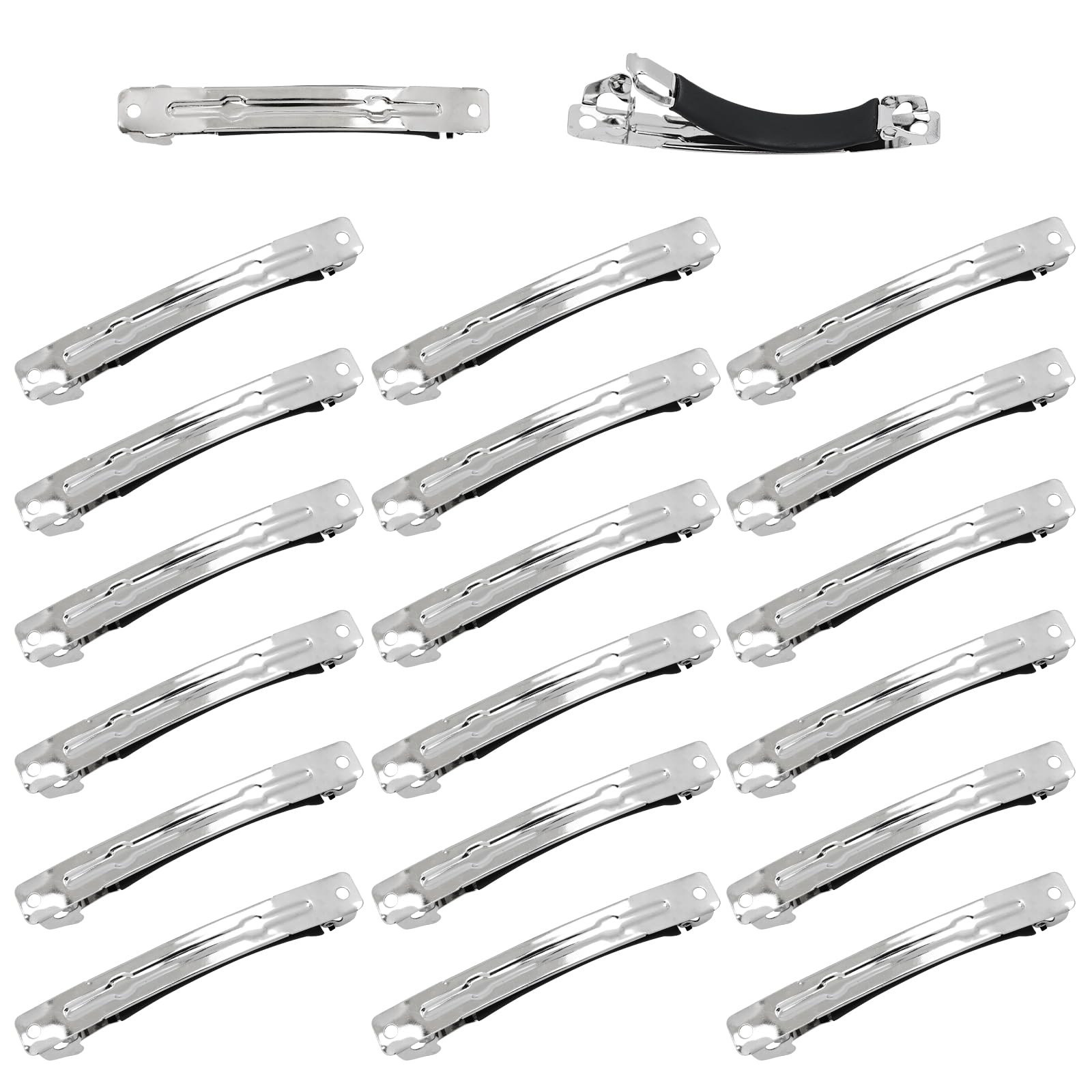 Dizila 20 Pieces 8cm/3" Plain Blank DIY Craft Project Silver Metal French Hair Barrettes with Strong Hold Snap Hair Clips Accessories for Women Girls Teens
