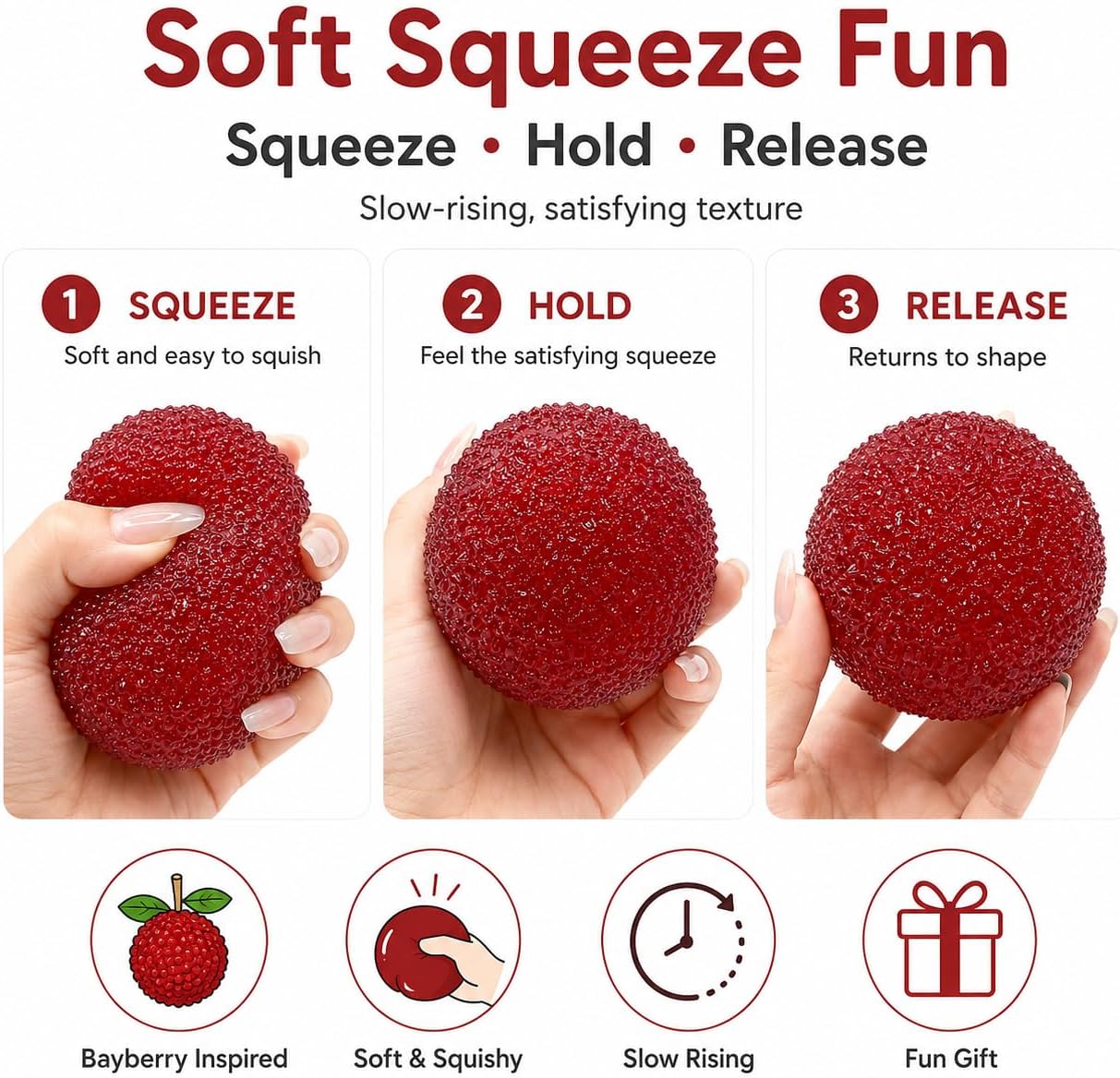 Waxberry Squishy Stress Ball, Adult Desk Fidget, Ice-Skin Feel, 1 Pack image 4