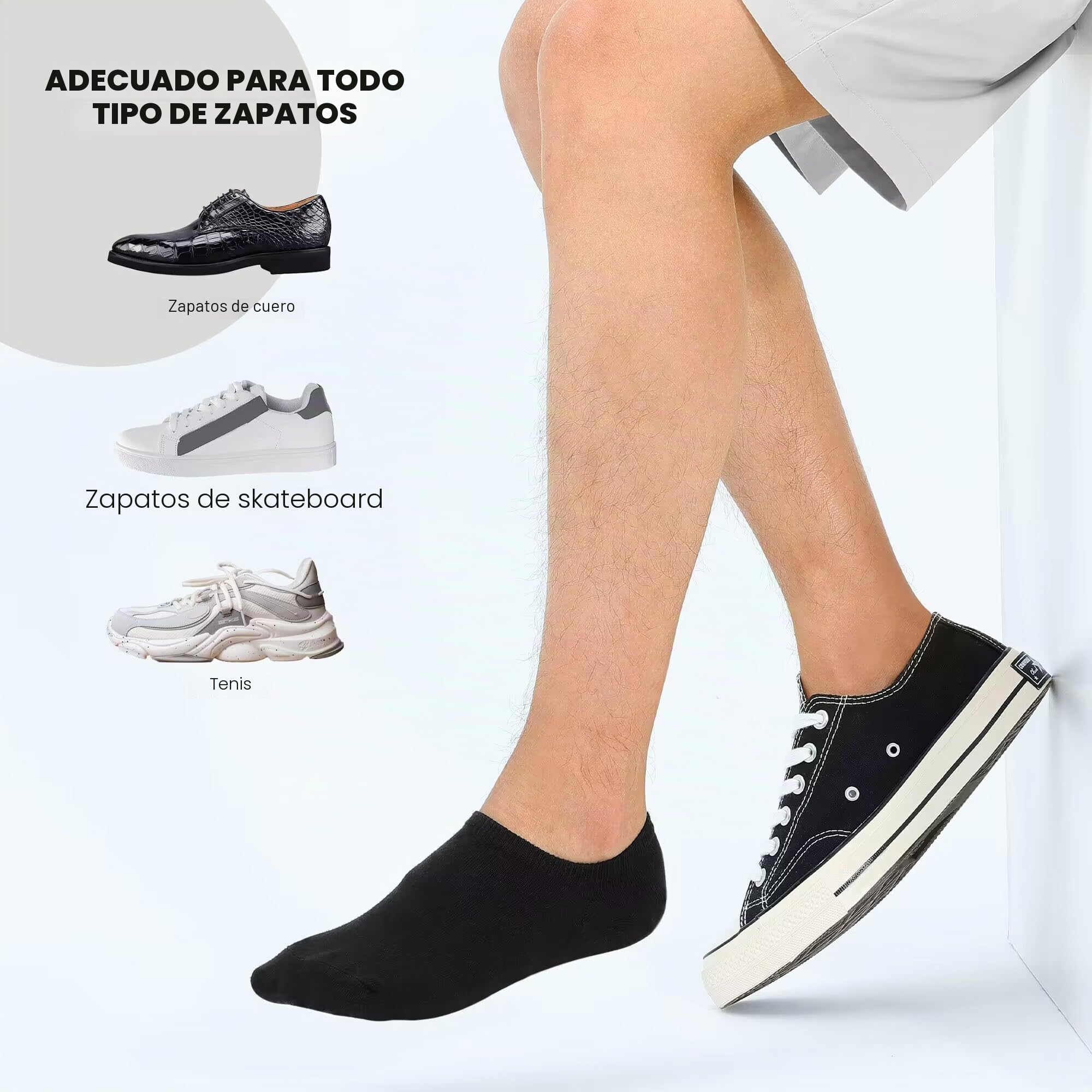 YOJOOM Calcetines Cortos Hombre Invisibles Respirable Calcetines tobilleros Algodón Silicona Antideslizantes