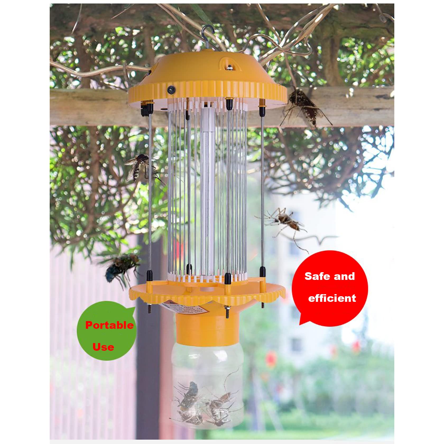 Solar Insektenvernichter Elektrisch für draußen,UV Stroboskopische Insektenvernichtungslampe,IPX7 wasserdicht,Geeignet für Obstgärten, Gärten, Bauernhöfe und Fischteiche,10-15 mu,220V Power