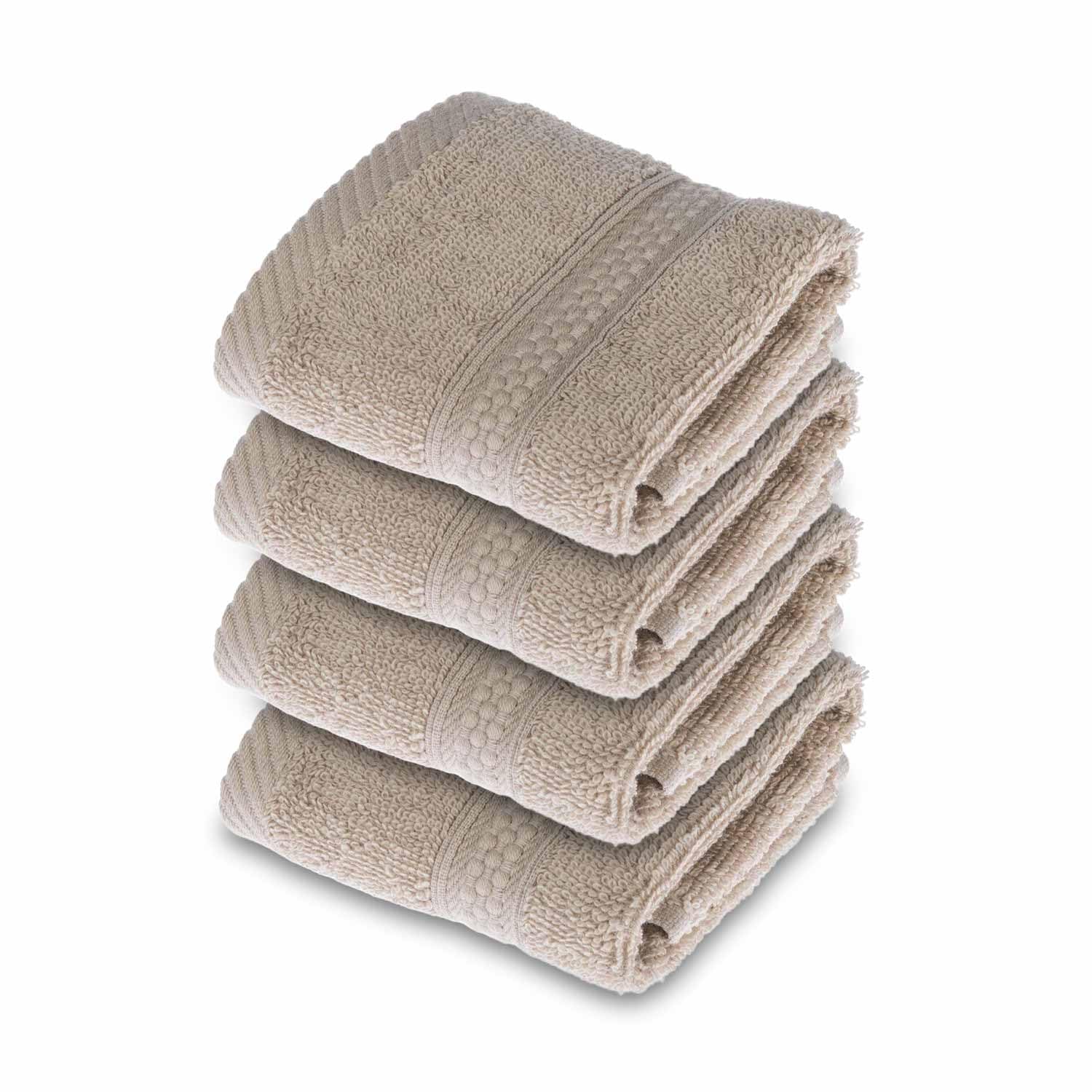 Homescapes Natural Stone Beige Face Cloth 100 % Turkish Cotton, Set Of 4
