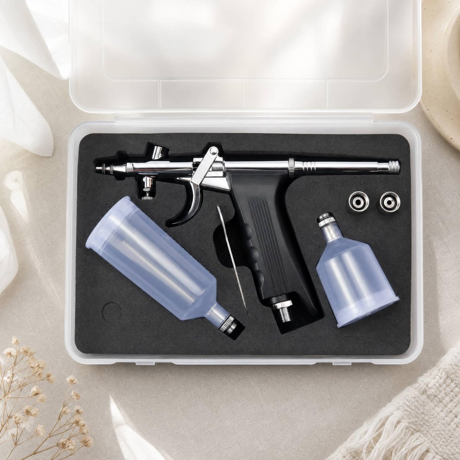 Doppelwirkungs-Spritzpistole Vielseitig Spritzpistole mit Metallgehäuse Einstellbar Spritzgerät für Bastelarbeiten, 0,5 MM