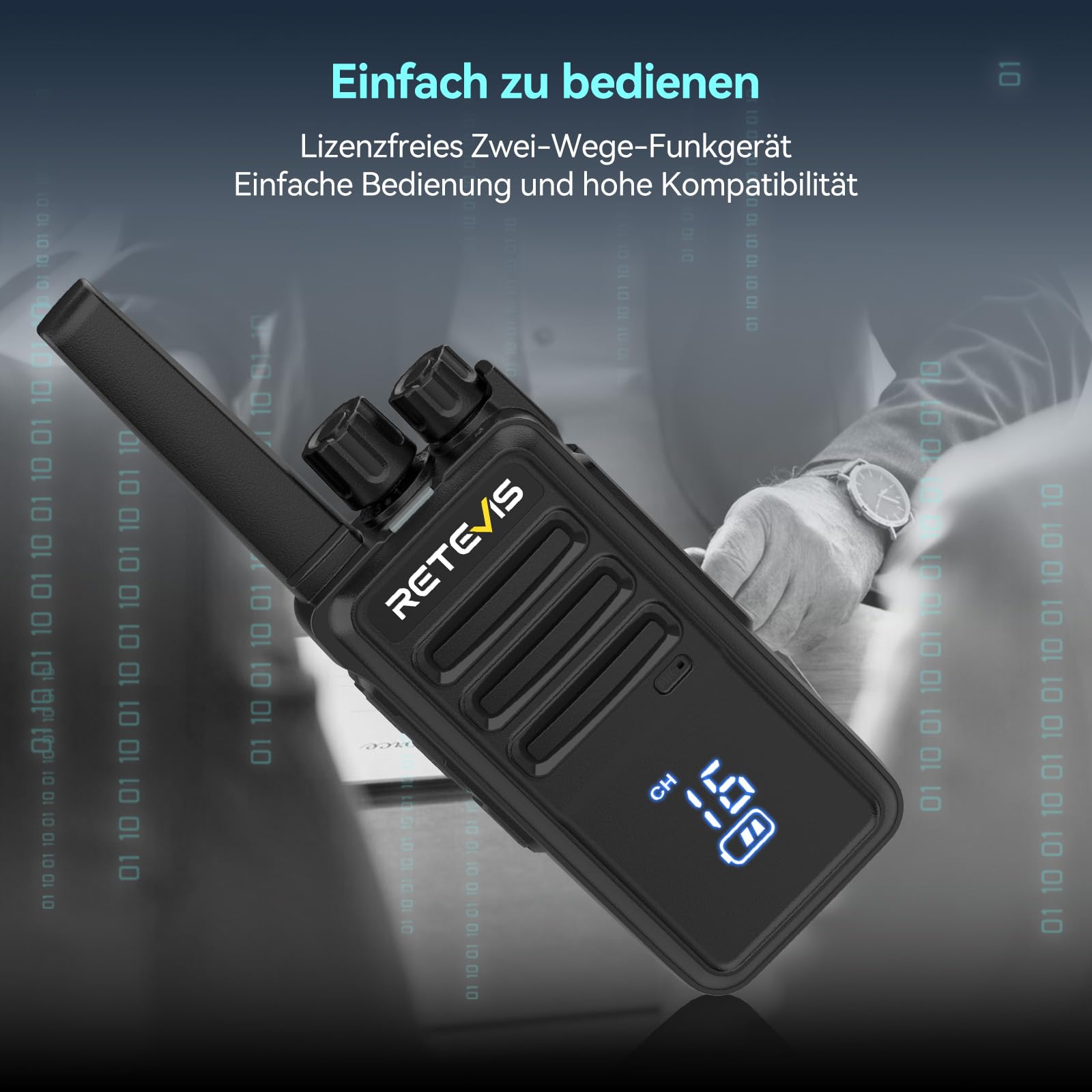 Retevis RT668H Talkie-Walkie, Talkie Walkie Rechargeable avec Écran Masqué, Barre de Progression de Charge, Chargeur 10 en 1 avec Écouteurs, Ensemble Talky Walky pour Hôtel, Sécurité(Noir, 10 Pièces)