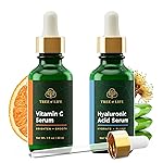 Tree of Life Beauty Facial Skin Care Set, Brightening, Firming, Hydrating, Dry Face, Dermatologist Tested - Vitamin C and Hyaluronic Acid Facial Serum - Skin Care Kit, 2 count of 1 Fl Oz