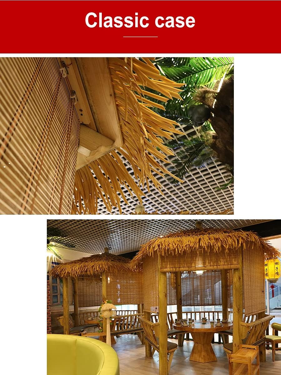 0.5 X 1 M Straw Roof Thatch Artificial Palm Thatch Rolls Duck Blind Grass Palapa Thatch Roofing Duck Boat Blinds Tiki Hut Thatch for Tiki Bar Outdoor Garden Patio Umbrella Covers(Yellow e,0.5x6m)