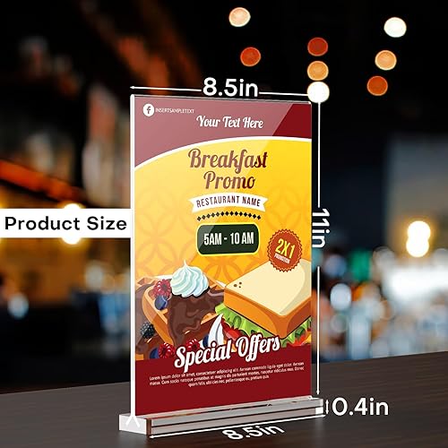 Miniatura 2 de Pealatus Soporte acrílico para letreros de 8.5 x 11 pulgadas, paquete de 6 soportes verticales transparentes, soporte de plástico para menú, soporte