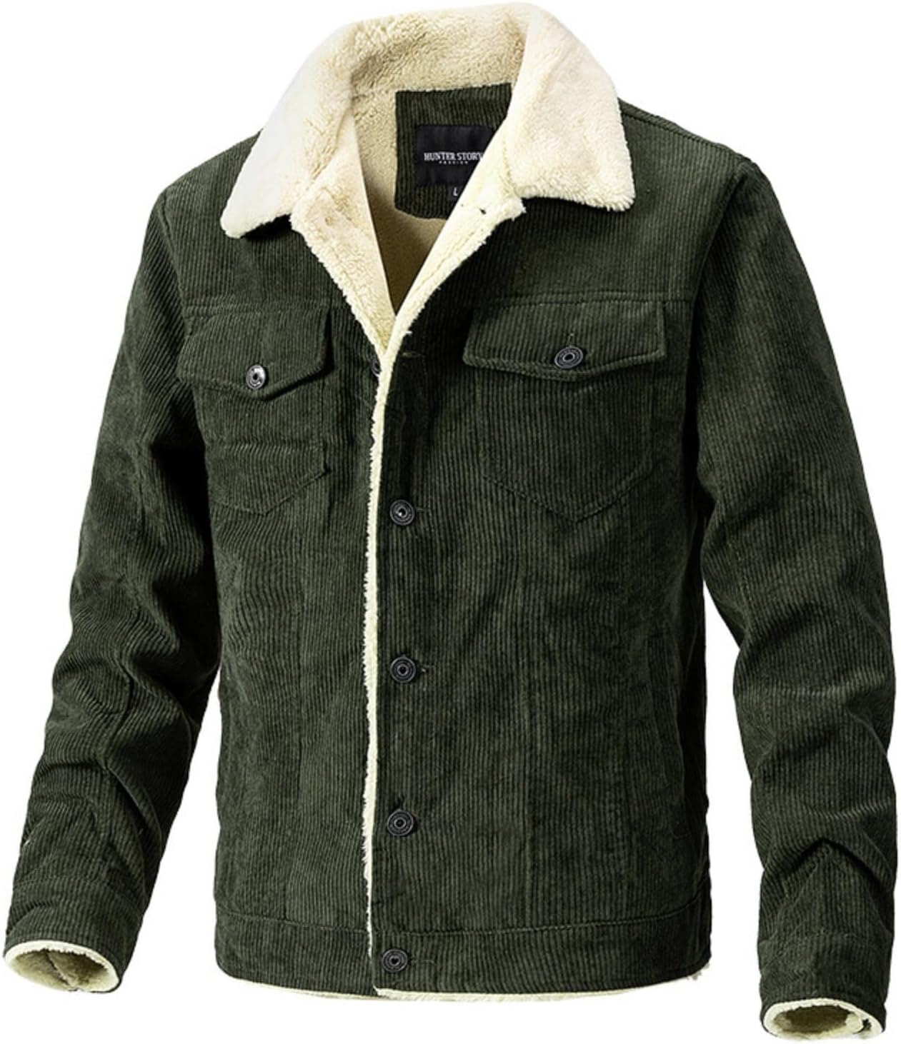 Men's Vintage Corduroy Jackets Winter Fleece Lined Coats Thermal Warm Jacket Slouchly Lapel Trucker Jackets
