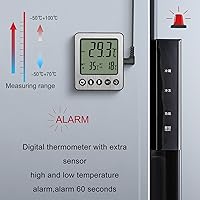 Vista 5 de Refrigerator Thermometer Freezer Alarm Digital Freezer Thermometer Fridge Thermometer with Extra Sensor high and Low Temperature Alarm