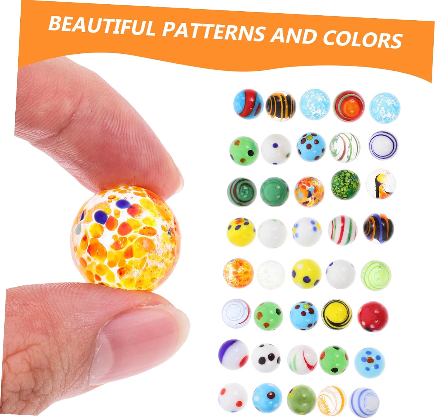 Abaodam 38Pcs Colored Glass Marbles Marbles for Games Vase Decor and Aquarium Filler Smooth Glass Beads for Adults Fun Playthings and