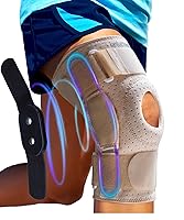 Vista 11 de Sparthos Rodillera con bisagras para piernas más grandes – Soporte estabilizador ajustable para ACL, MCL, desgarro de menisco, artritis – rótula