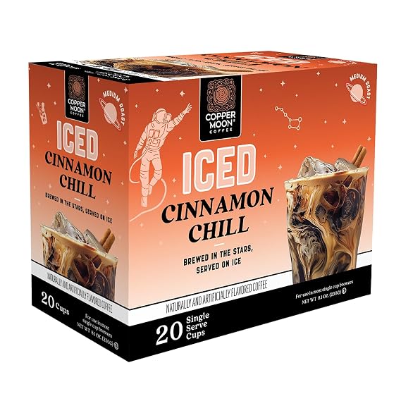 Copper Moon K-Cup Coffee Pods, Medium, Brew Over Ice Cinnamon Chill, 20 Ct