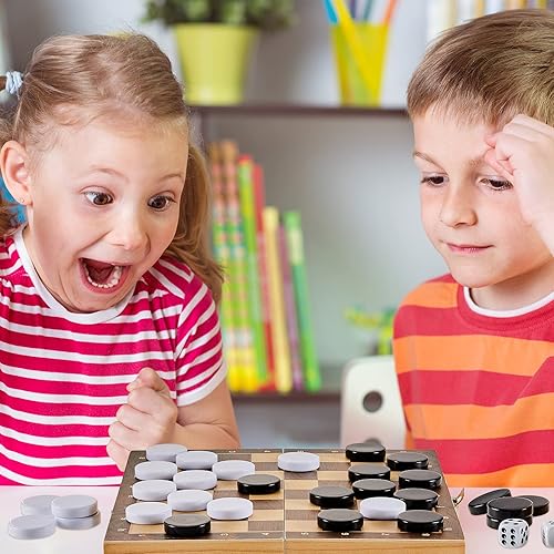 Miniatura 3 de 30 piezas de backgammon - Damas de repuesto de 1.25 pulgadas, piezas de juego de mesa con 5 dados y bolsa de almacenamiento con cordón para damas