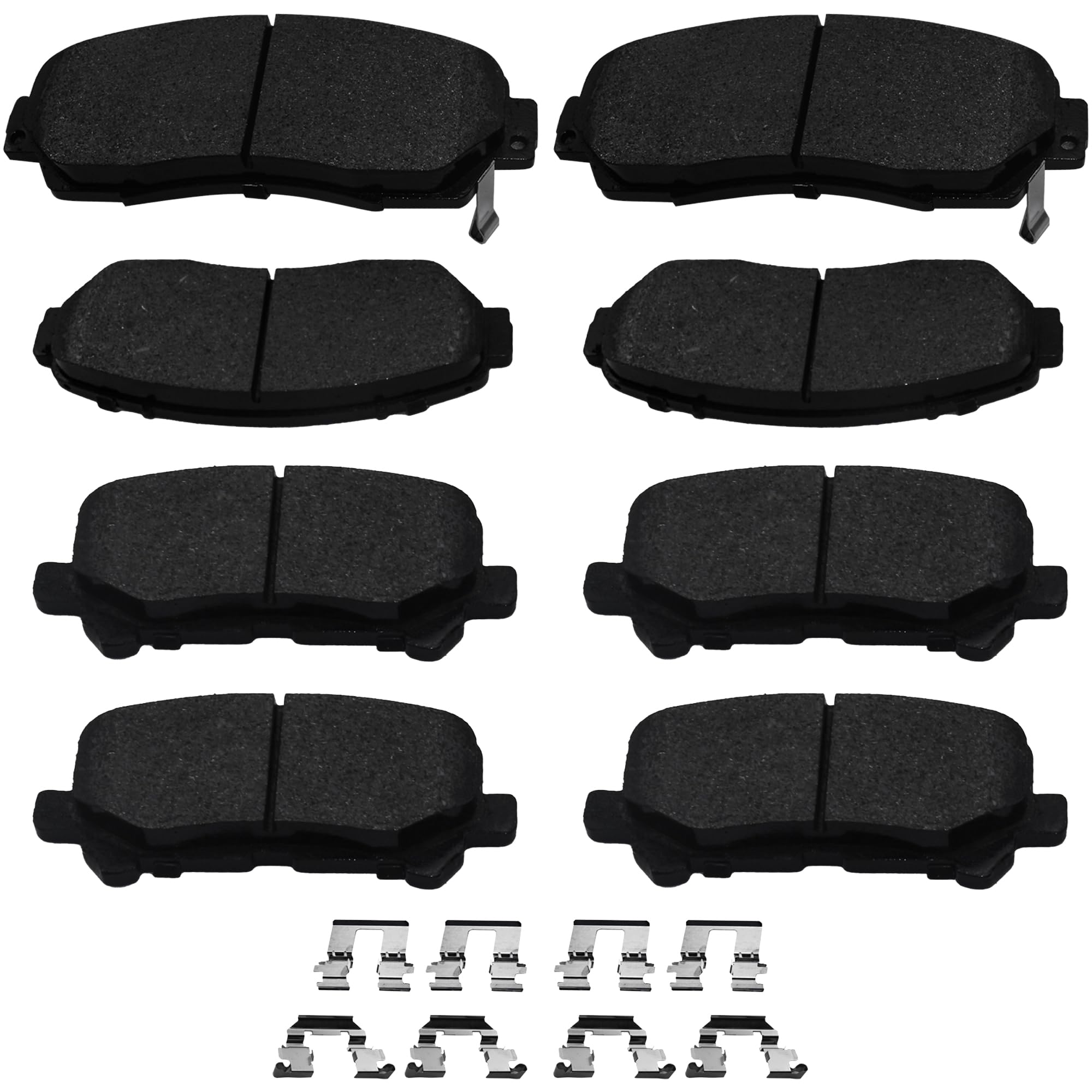 Brake Pads Front and Rear Compatible with 2011-2017 Honda Odyssey Automotive Replacement Brake Pads Semi-Metallic D1521 D1281