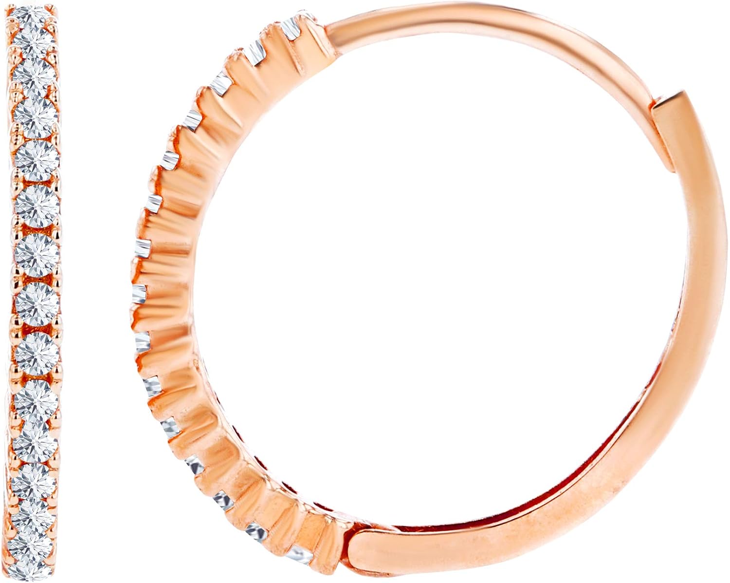 Solid 14K Gold 1x15mm Genuine Birthstone Huggie Earrings For Women | 1mm Round Birthstone | Natural or Created Gemstone Huggie Hoop Earrings For Women