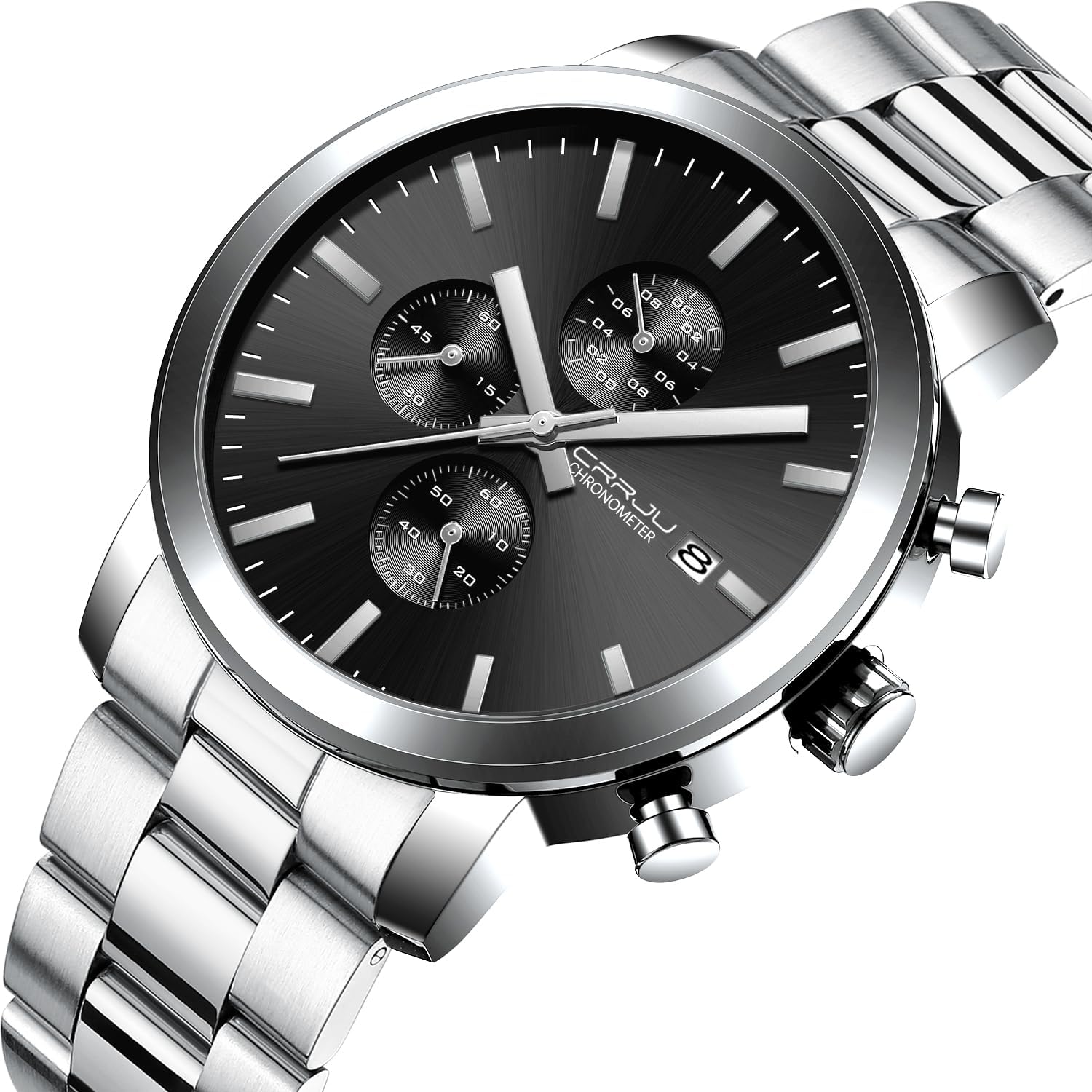 CRRJU Mens Stylish Casual Quartz Watches for Men Luxury Waterproof Calendar Chronograph Japan Movement Wristwatches - Image 4