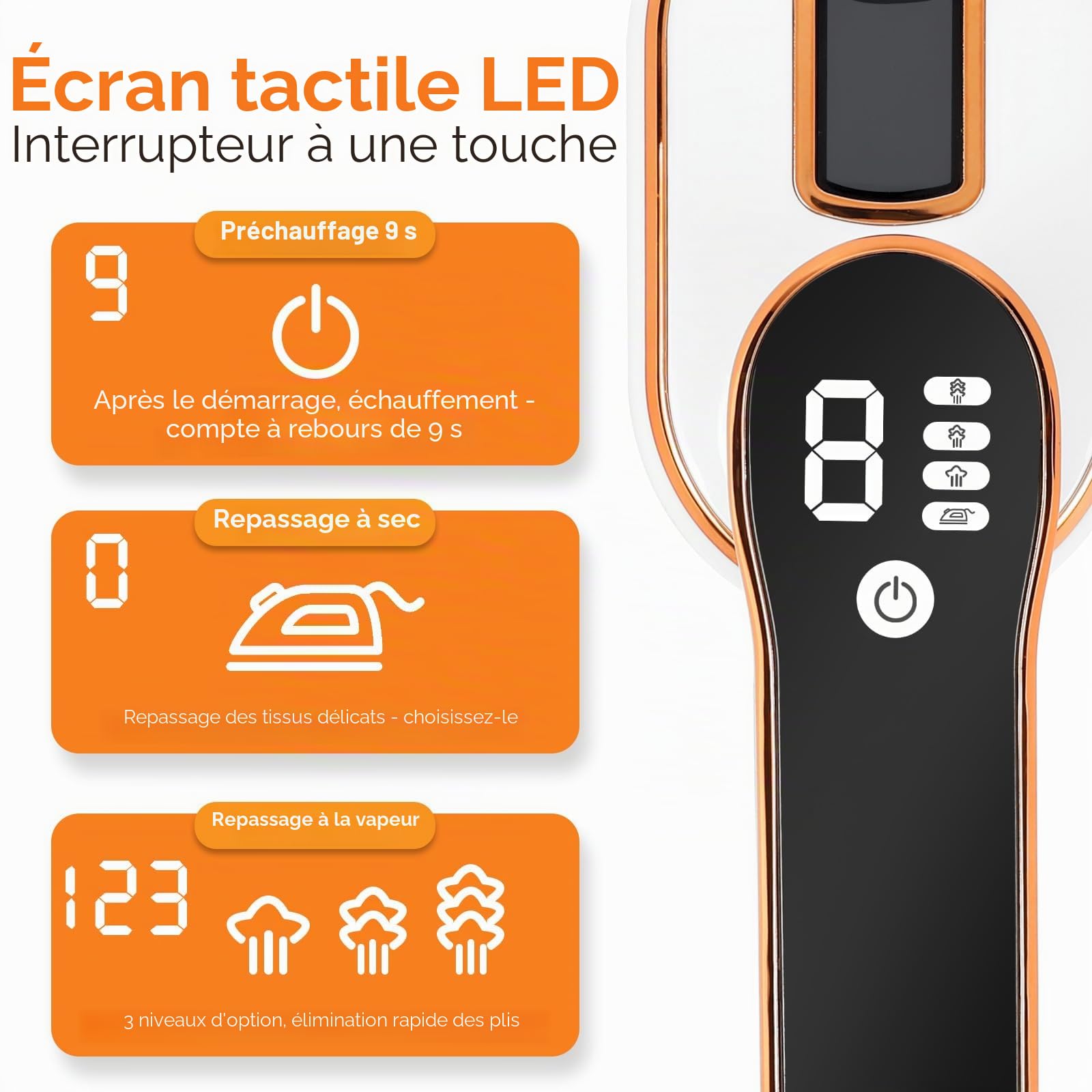 Mini Fer À Repasser De Voyage 1190 W, Petit Fer À Repasser Voyage Portable Pliable avec Affichage LED et Vapeur à 4 Niveaux, Mini fer a Repasser Couture pour Les Voyages et la Maison