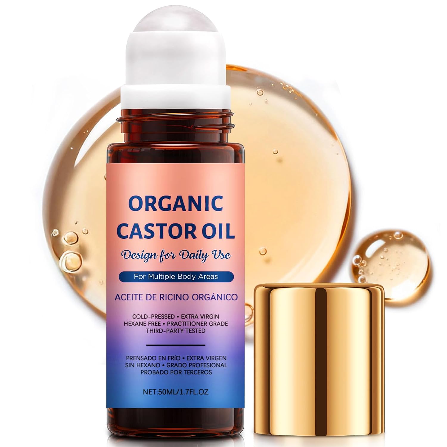 Castor Oil Face Roller Serum for Fine Lines & Puffiness