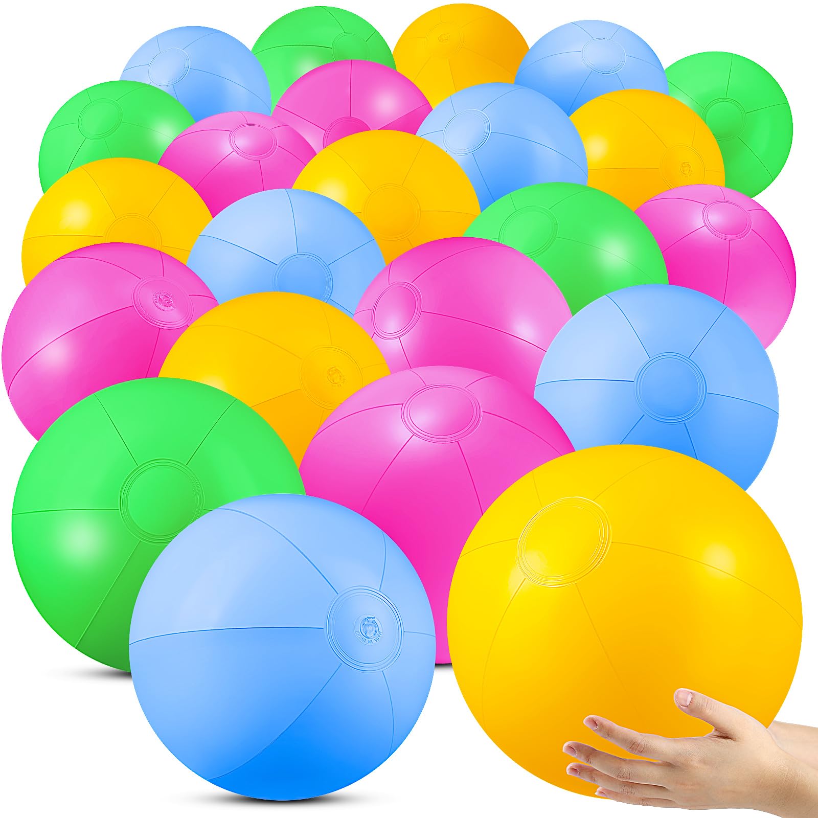 Vertintong 24 Pcs Inflatable Beach Balls Bulk Large Pastel Inflatable Beach Ball Party Decor Summer Water Games for Swimming Pool Wedding Outdoor Party Favors(Vibrant Color,16 Inch,Rainbow)