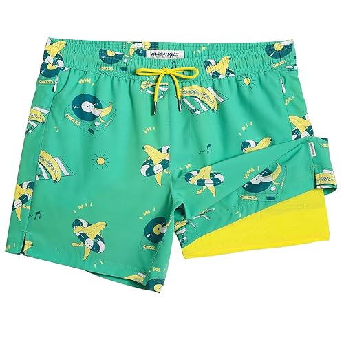 maamgic 5inch Mens Swim Trunks with Compression Liner 2-in-1 Swimming