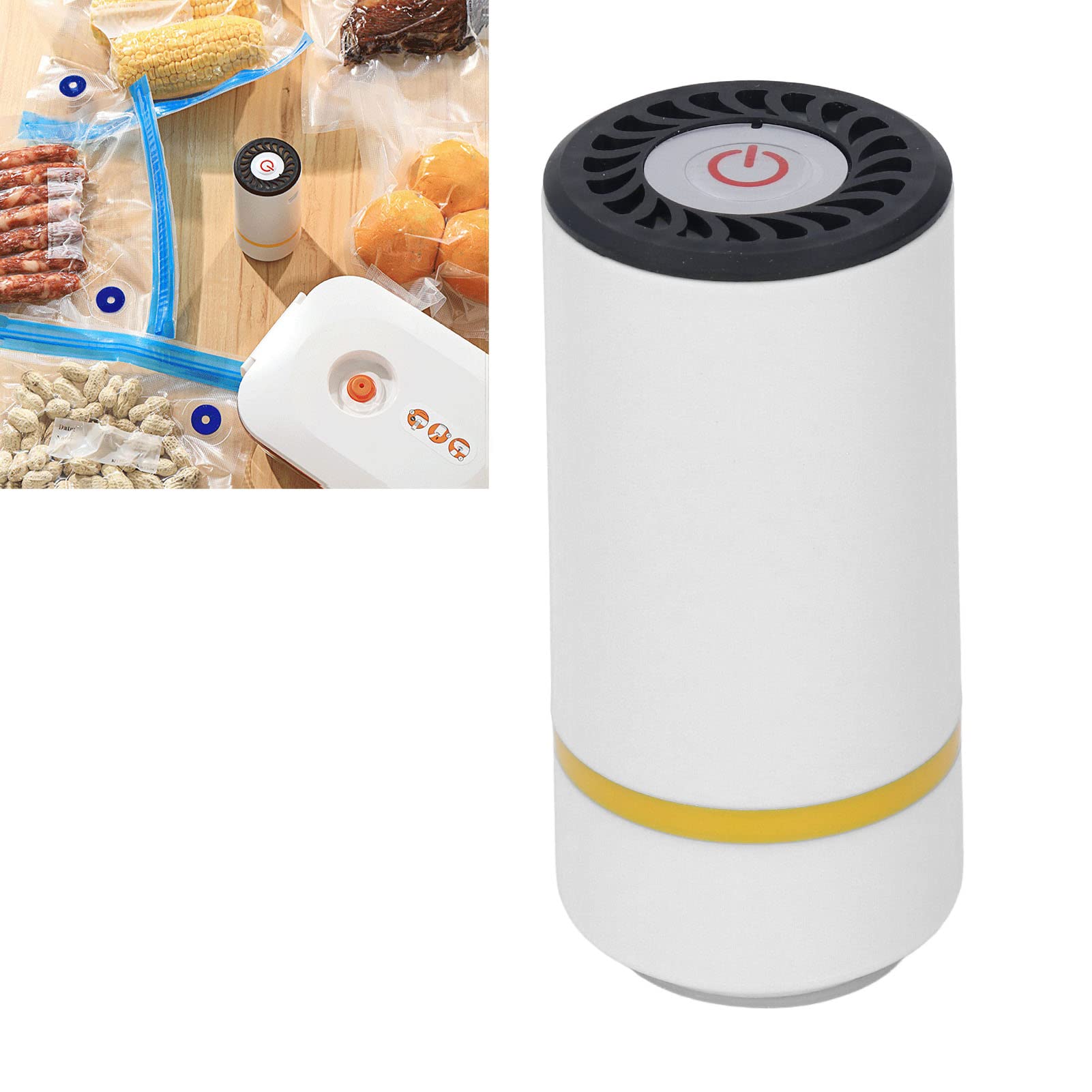 Electric Vacuum Sealer with Battery, Handheld Vacuum Sealer Vacuum Sealer Machine Handheld Automatic Sealing Machine Electric Food Vacuum Sealer For Clothing Food Packaging (White)