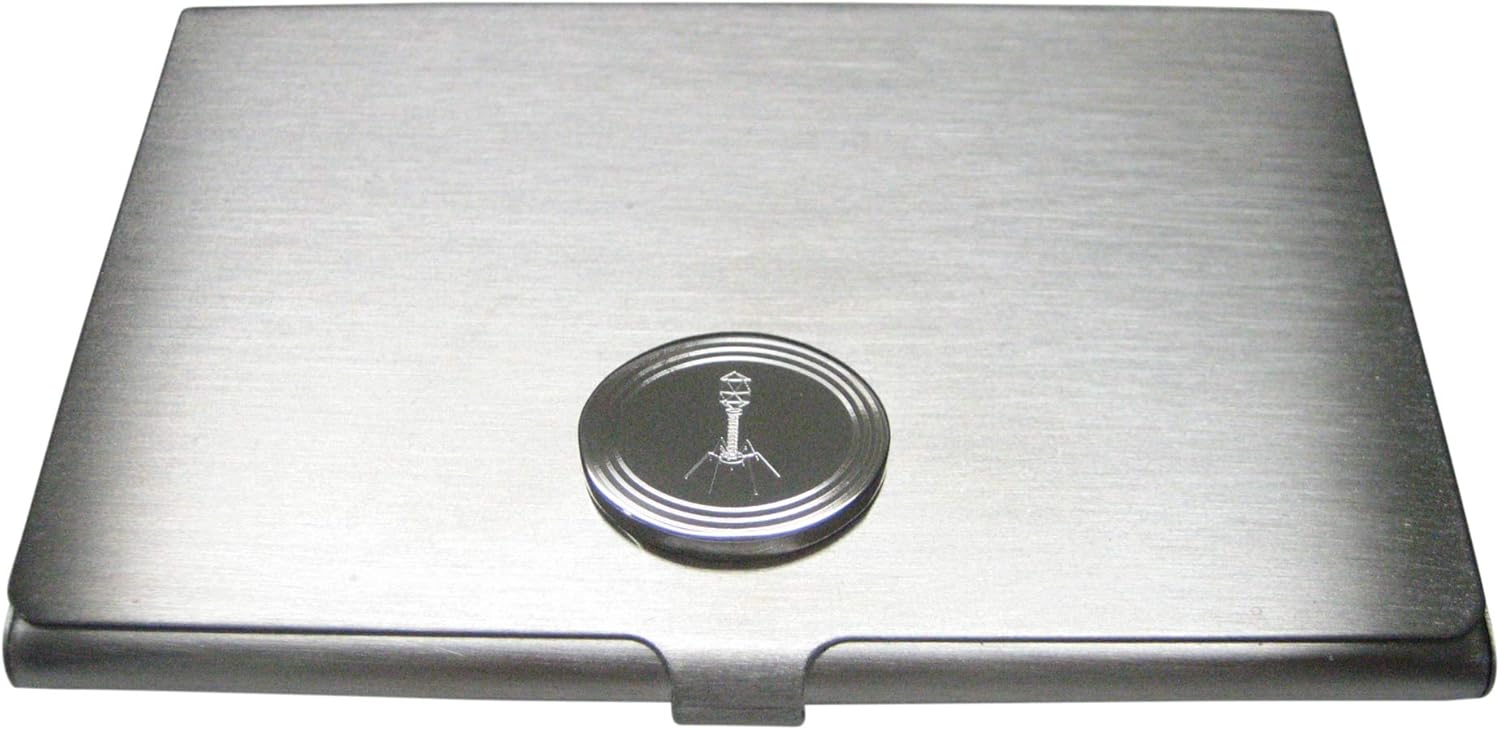 Kiola Designs Silver Toned Etched Oval Complex Virus Business Card Holder