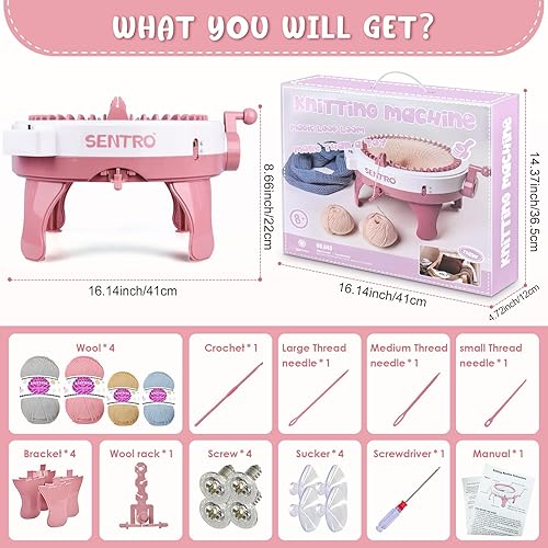 Miniatura 7 de Máquina de tejer de 48 agujas con contador de filas, kit de máquina giratoria de telar de doble punto, máquina de telar de tejer con dos métodos de