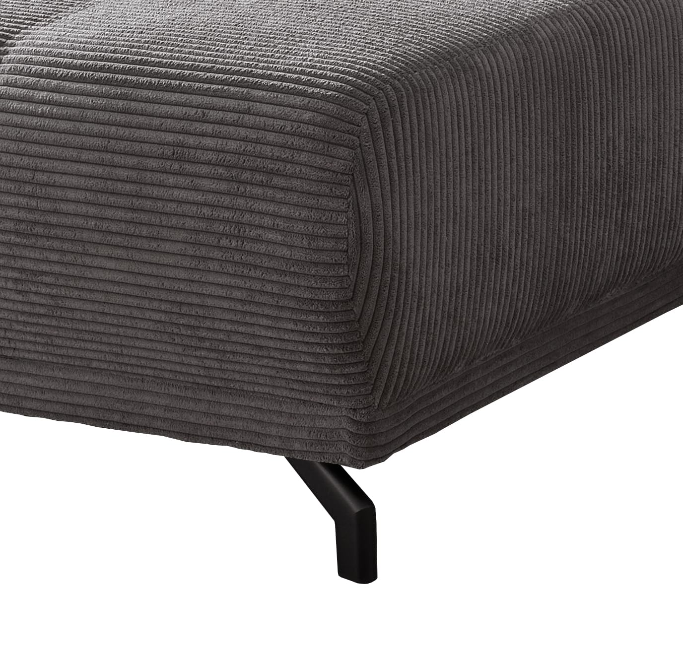 möbelando Polsterecke Renard mit elektrischem Sitzvorschub – Modernes Ecksofa in Cord Grau (177x80x246 cm), verstellbare Liegeposition, strapazierfähiger Mikrofaser-Bezug, inkl. Kissen