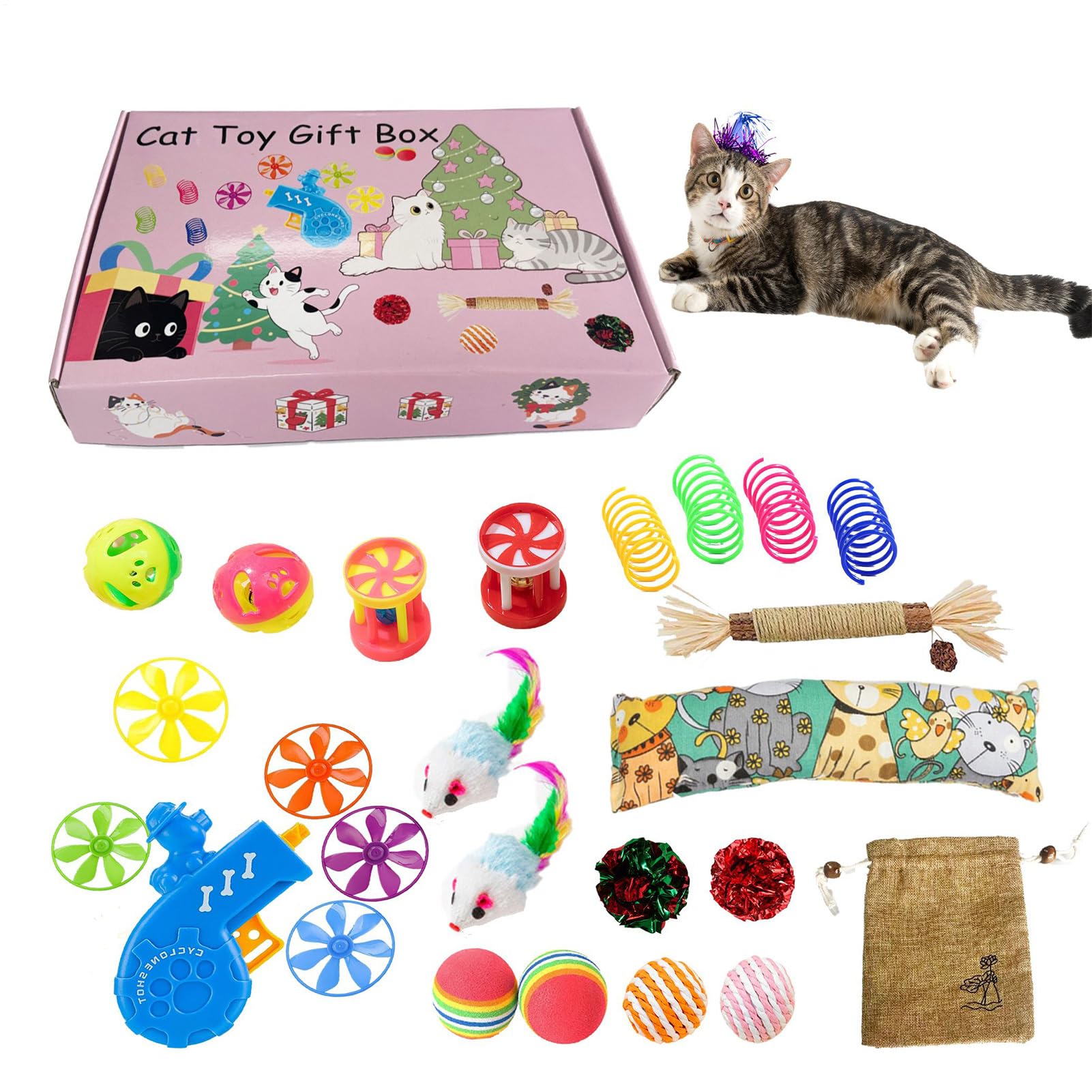 Genérico Juego De Juguetes para Gatos Variedad de Juguetes Felinos | Entretenimiento Que Favorece Salud , Reducción De Estrés, Juego Interior, Necesidades De Rascado Y Ejercicio