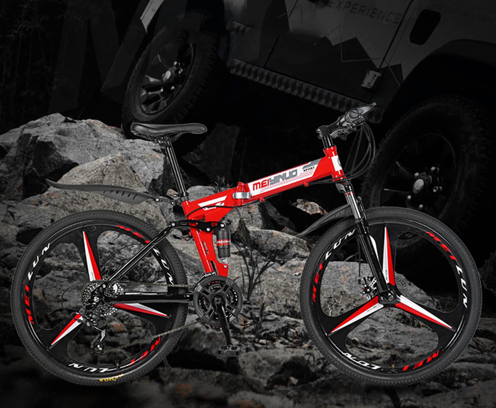 Amazon.co.jp: 26インチ折りたたみ自転車、21スピードスポーク