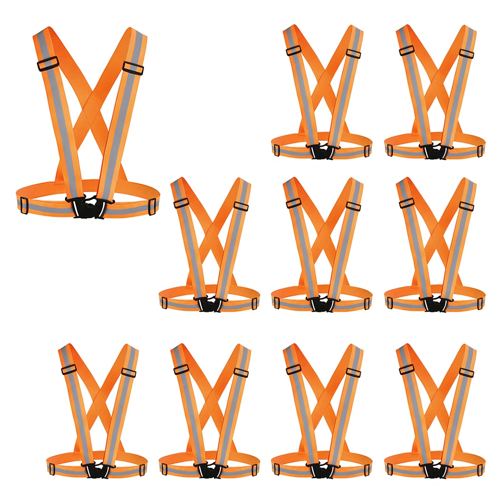 GOGO Réfléchissant Running Vest équipement Moto avec Haute visibilité, Taille Unique (Lot de 10) - Orange Fluo
