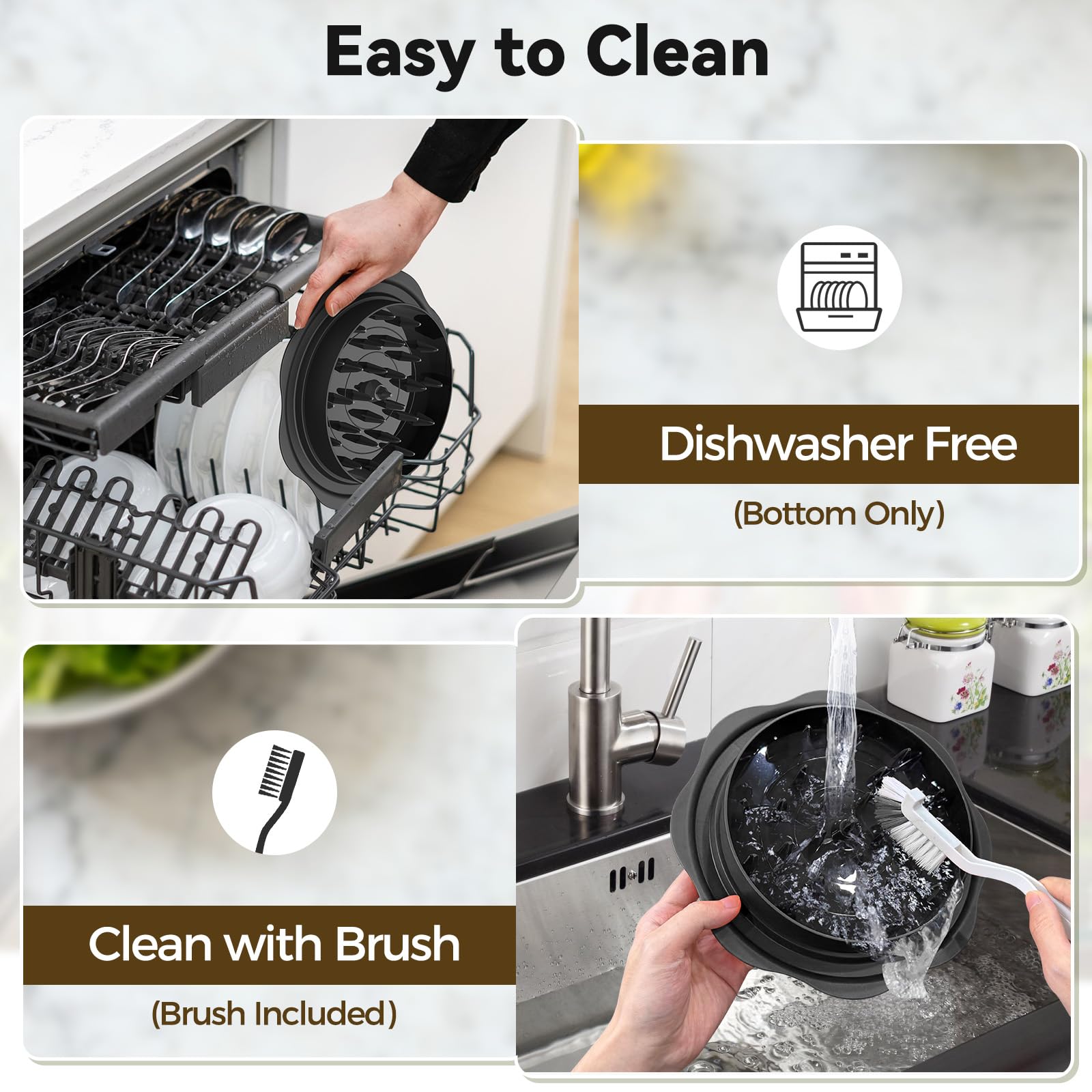 10" Pro Chicken Shredder Tool Twist Large for Kitchen, BPA-Free Food-Safe Meat Grinder, Visible Chicken Breast Meat Shredder with Strong Anti-Slip Bottom & Ergonomic Handle, Black