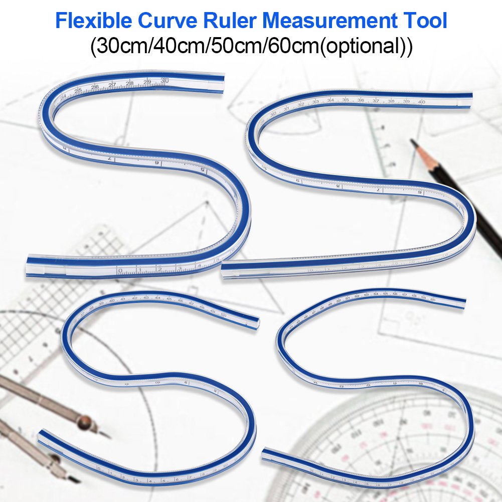 Righello Curva Flessibile, Plastica Righello Flessibile Infrangibile Strumento di Misurazione per Disegni Tecnici, Grafica e Abbigliamento (60cm)