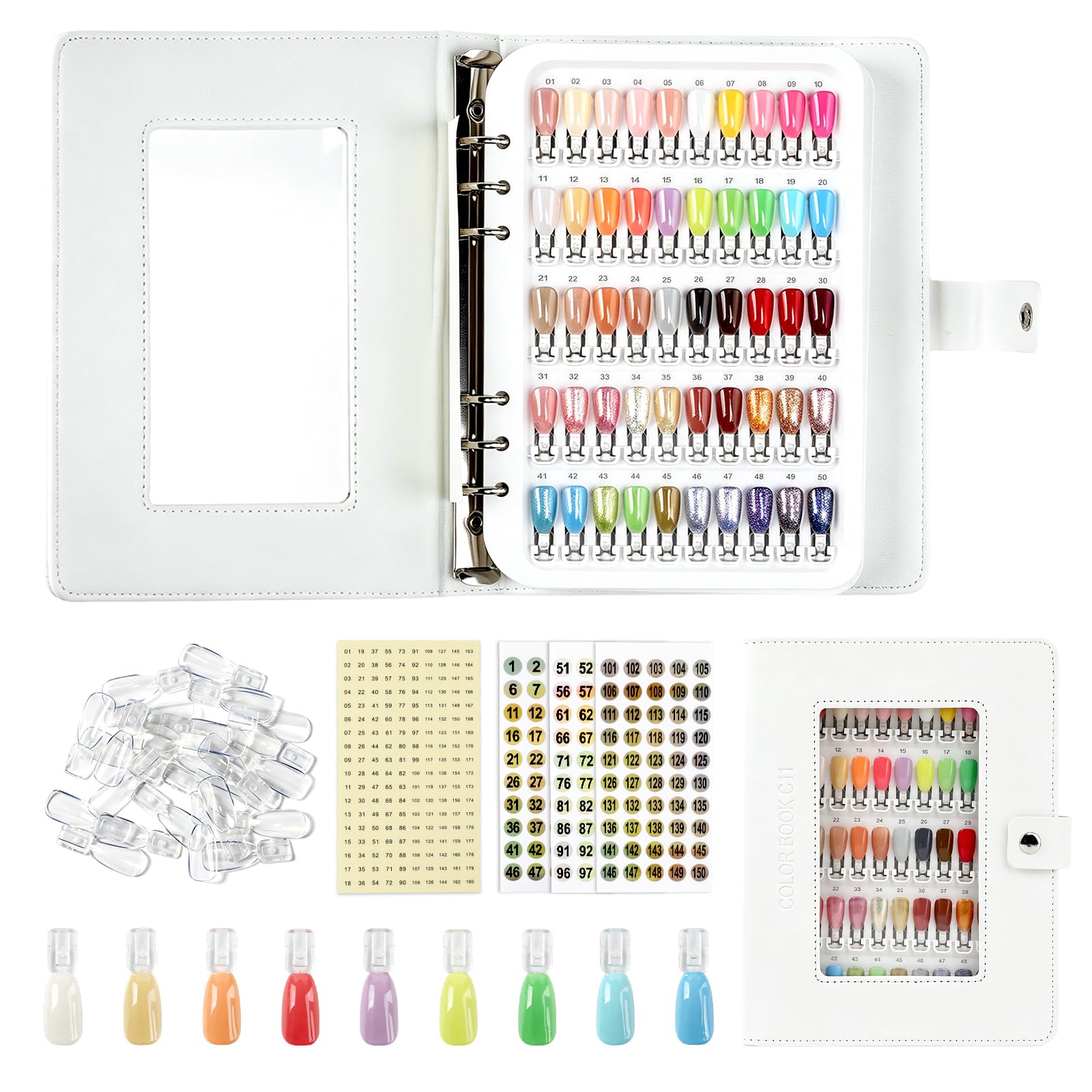150 Nagelfarben-Präsentationsbuch mit transparenten Nagelspitzen, professionelles Nagelmusterbuch für Gel-Nagellack, Farbmusterkarten, Übungskarte für Nagelstudios und DIY-Nagelkunst