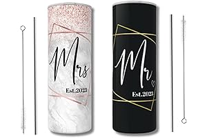 The Ultimate Wedding Keepsake: 20oz Stainless Steel Skinny Tumbler Set for Mr and Mrs