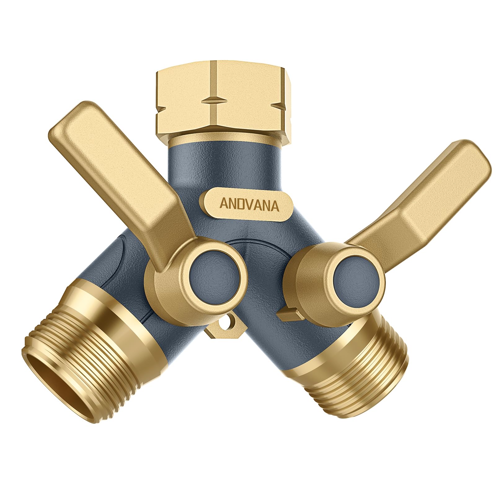 Hose Splitter 2 Way Heavy Duty, Garden Hose Splitter- Full Metal Body Y Type with Dual Shut Off Valves, 3/4" Standard Threads, Leak-Proof Dual Outlet Splitter for Sprinklers and Irrigation Systems