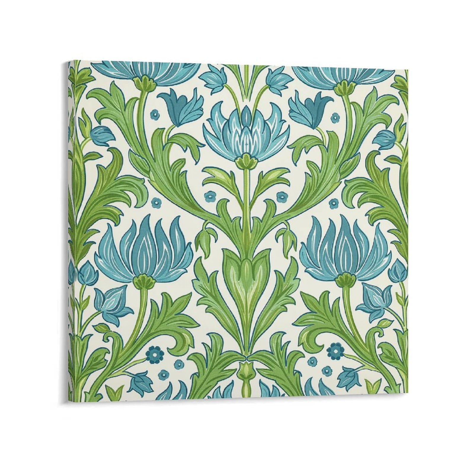 Blue And Green Pattern Canvas Wall Art for Bedroom 16x16inch(40x40cm) Canvas Prints Artwork for Walls Modern Picture Artwork Painting for Living Room Aesthetic Wall Paintings for Bathroom Kitchen Offi
