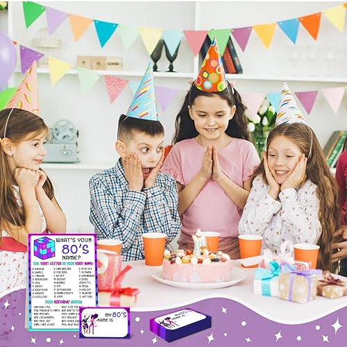 Miniatura 6 de Decoraciones de fiesta temática de los años 80, decoración de fiesta de cumpleaños temática de los años 80 para niños y niñas, tarjetas de
