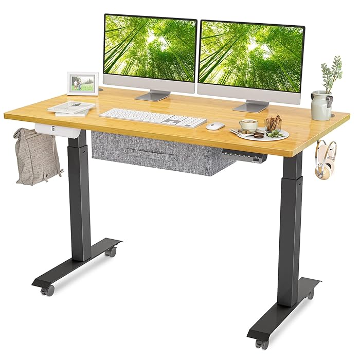 Buy FEZIBO Standing Desk with Drawer, Adjustable Height Electric Stand