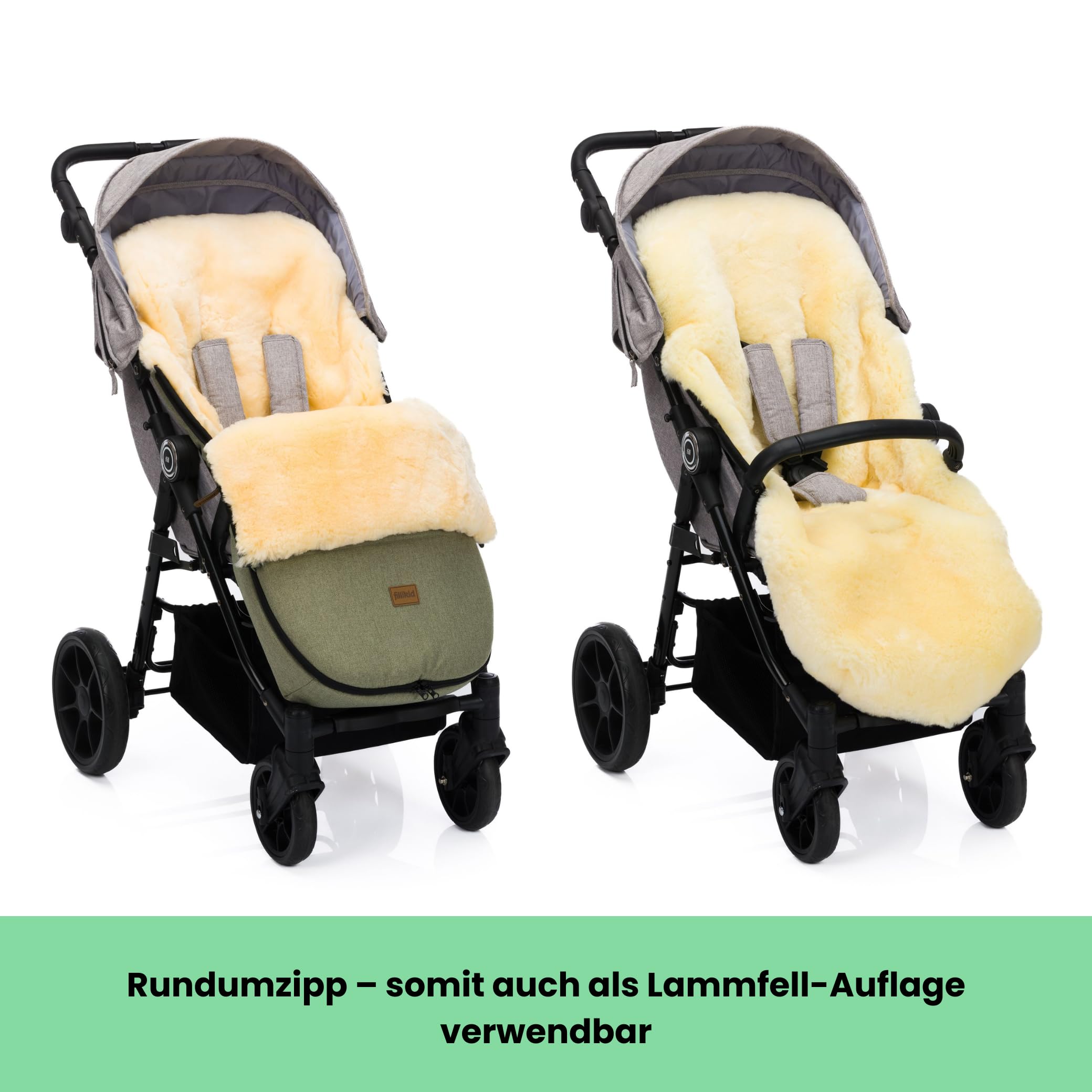 Fillikid Makalu Exklusiv Lammfellfußsack Winterfußsack medizinisches Fell 50x90 cm für Bugaboo Joolz