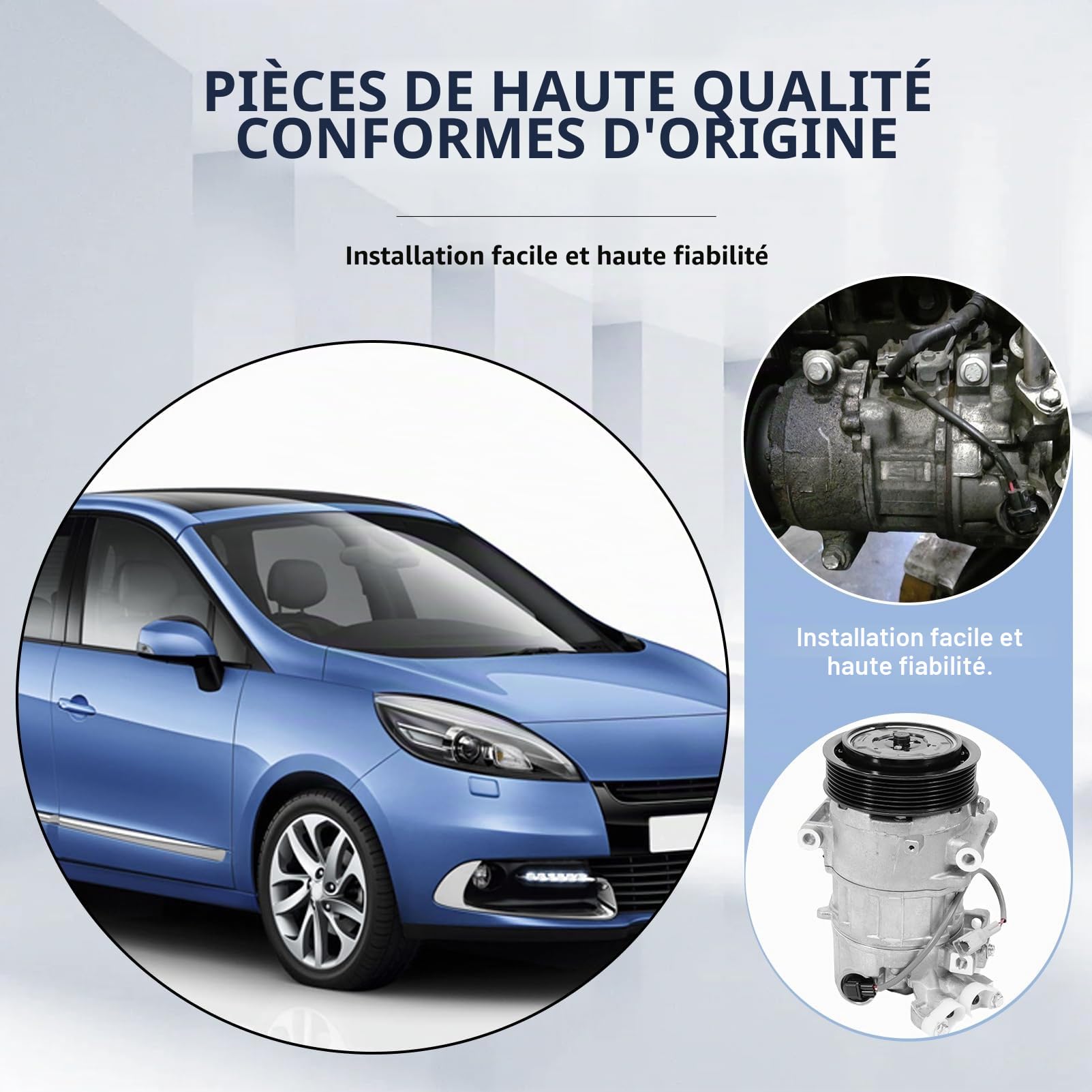 Compresseur De Climatisation Avec Embrayage, Remplacement OEM 8200956574, Compresseur Clim R134a 7PK Pour Renault Megane III Grandtour Coupé CC Scenic III Grand Scenic III 1.9 DCi 2.0 TCe