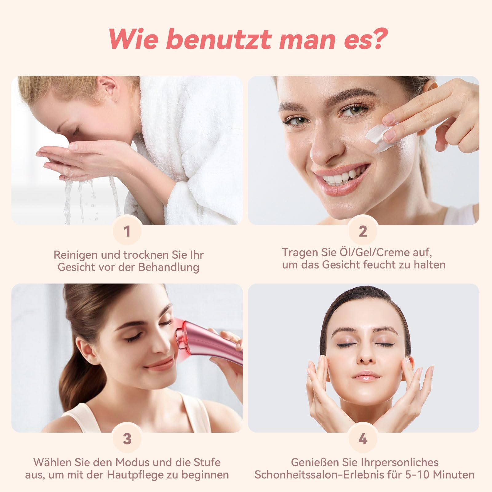 CARER BEAUTY Gesichtsmassagegerät Gegen Falten RF Schönheitsgerät mit 3 LED Licht EMS Phototherapie für Anti-Aging Faltenreduzierung feine Linienreduktion