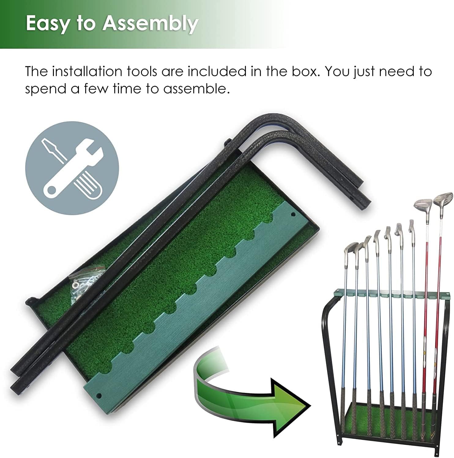 Golf Club Organizer, Golf Putter Rack Golf Club Rack, Golf Putter Rack Storage 9 Club Organizer Equipment, Durable Metal Golf Club Display Rack