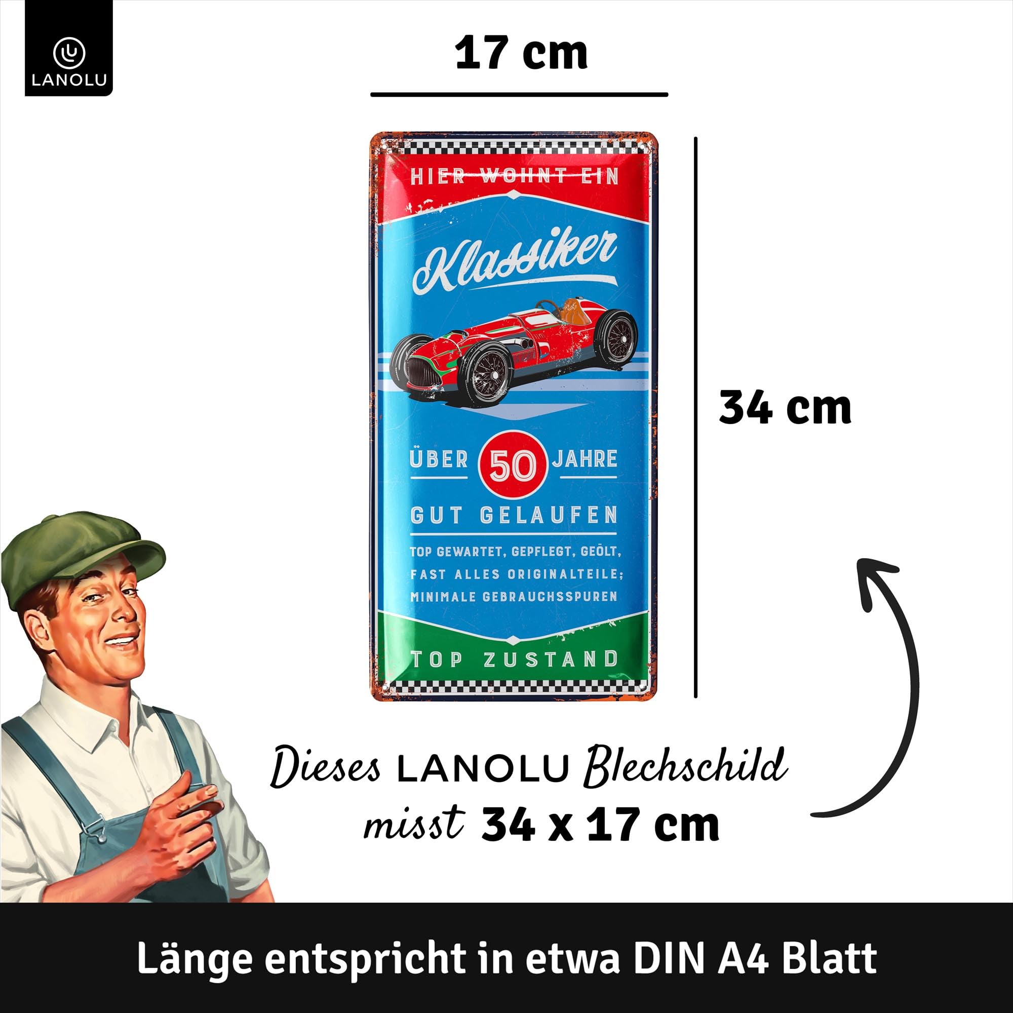 BLECHSCHILD SCHILD 50 JAHRE OLDTIMER Geburtstag Geschenk Metallschild