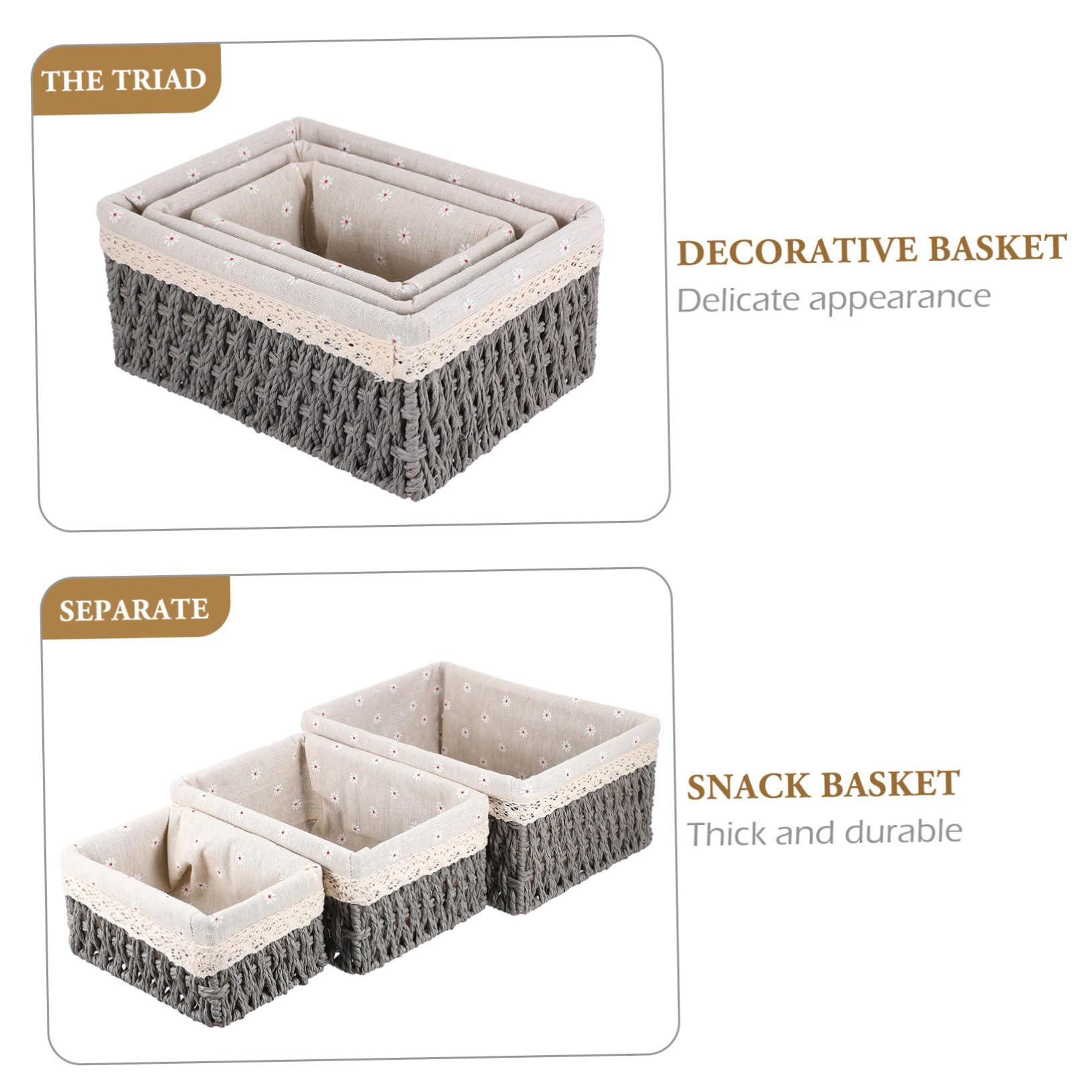 3stücke Rattan Aufbewahrungsbox Woven Korb Tabletop Kleinigkeiten Lagerung Organizer Container Für Zuhause Büro Schule Mit Deckel Für Make-up Obst Werkzeuge