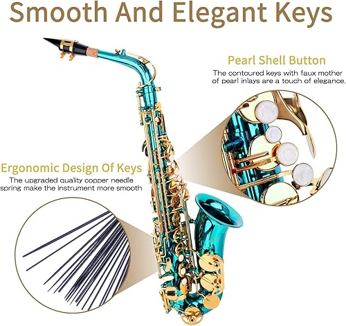 Vista 16 de Eb Saxofón Alto - Principiante y Profesional, Estudiante y Adulto, Saxofón Rojo Antiguo