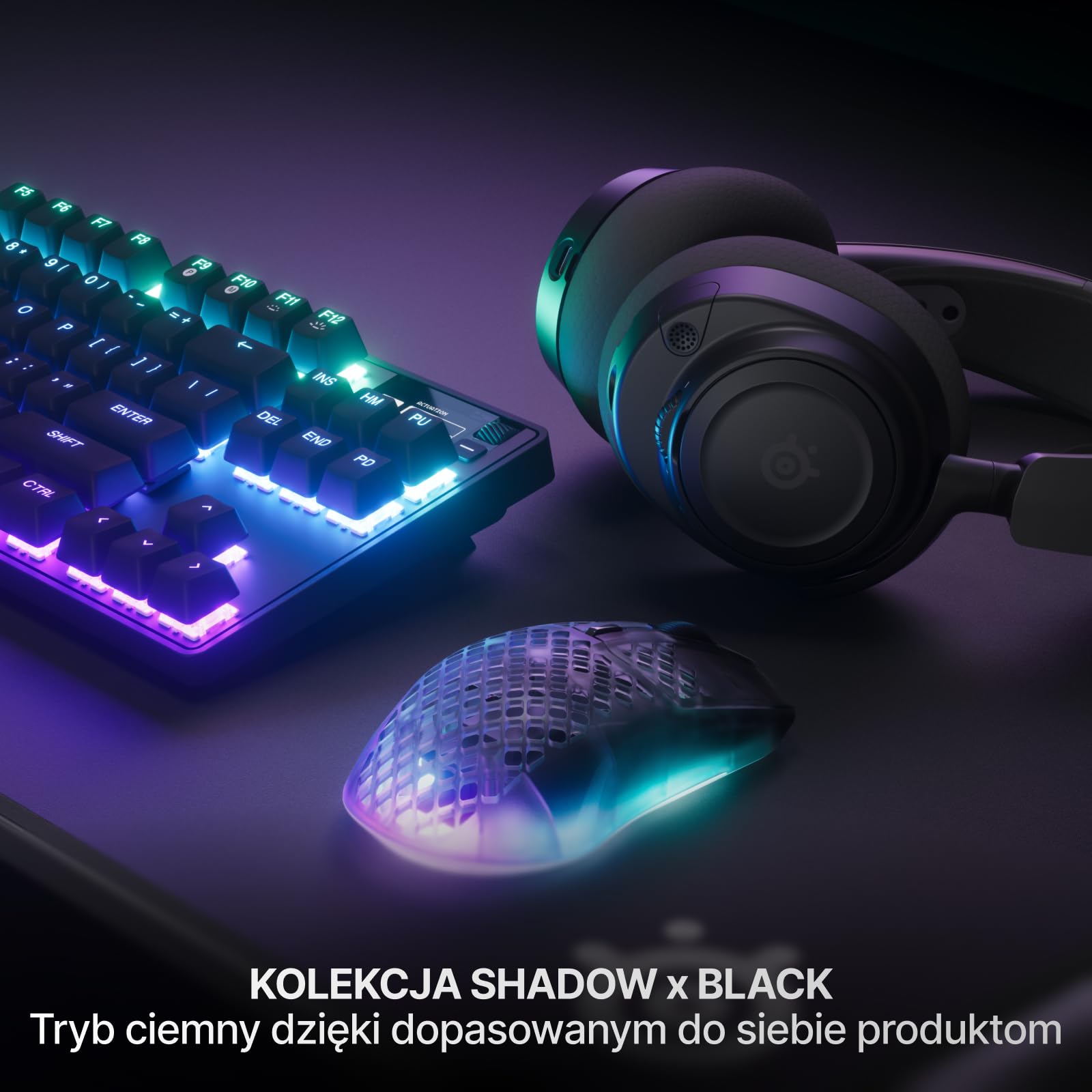 SteelSeries Aerox 3 Wireless Gen 2 – superlekka mysz dla graczy, polling 4K, sensor optyczny 26K DPI, 200 godzin pracy, wodoodporność IP54, 80 mln kliknięć, RGB, ślizgacze 100% PTFE, Shadow